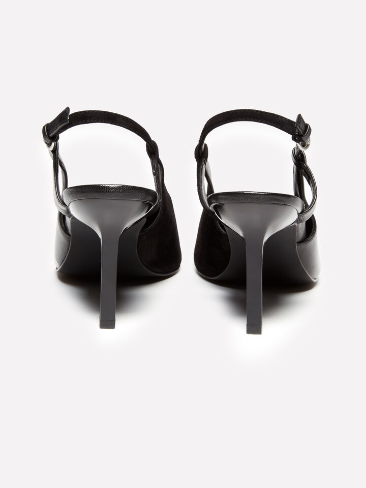 Black slingbacks in 100% leather - women's heels - Black | Sisley image number 3
